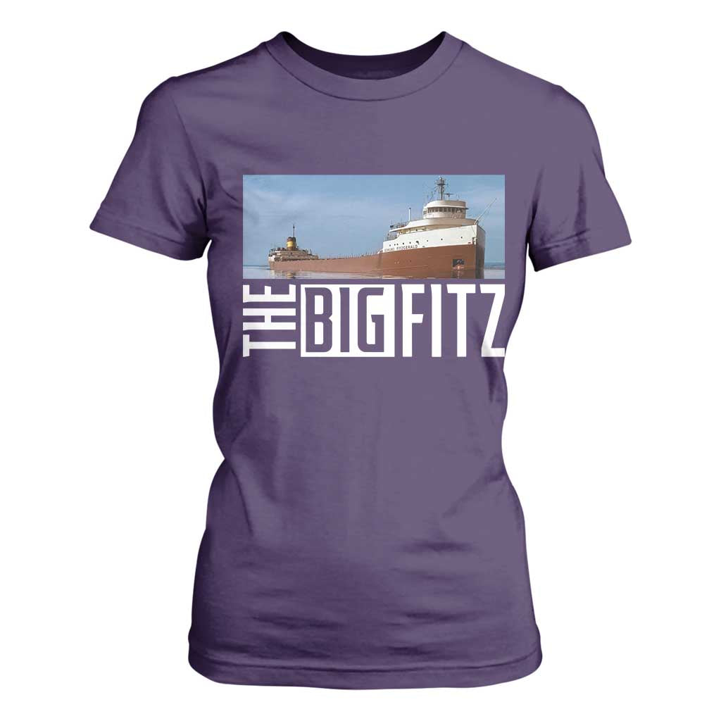 The Big Fitz Tribute T Shirt For Women SS Edmund Fitzgerald Freighter Design for Great Lakes History TS02 Purple Print Your Wear
