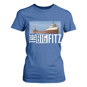 The Big Fitz Tribute T Shirt For Women SS Edmund Fitzgerald Freighter Design for Great Lakes History TS02 Royal Blue Print Your Wear