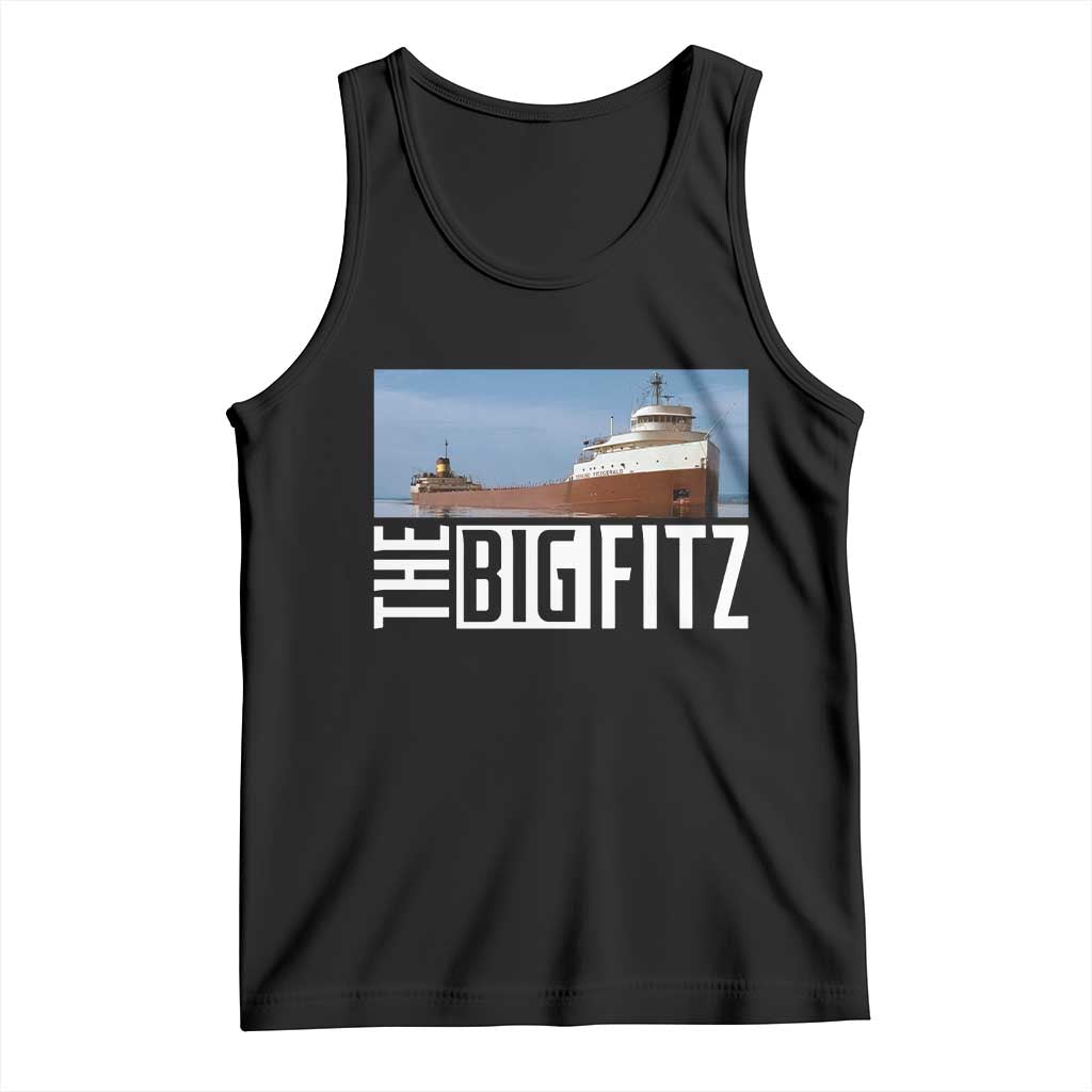 The Big Fitz Tribute Tank Top SS Edmund Fitzgerald Freighter Design for Great Lakes History TS02 Black Print Your Wear