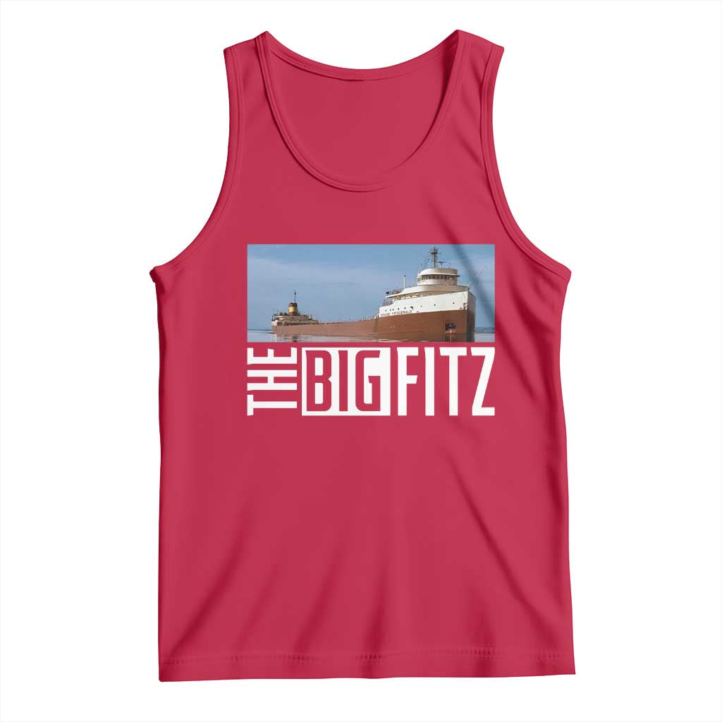 The Big Fitz Tribute Tank Top SS Edmund Fitzgerald Freighter Design for Great Lakes History TS02 Red Print Your Wear