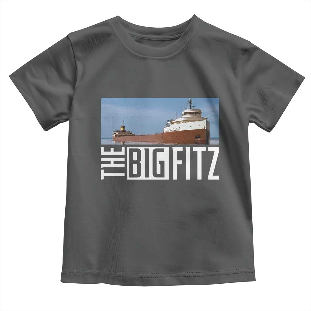 The Big Fitz Tribute Toddler T Shirt SS Edmund Fitzgerald Freighter Design for Great Lakes History TS02 Dark Heather Print Your Wear