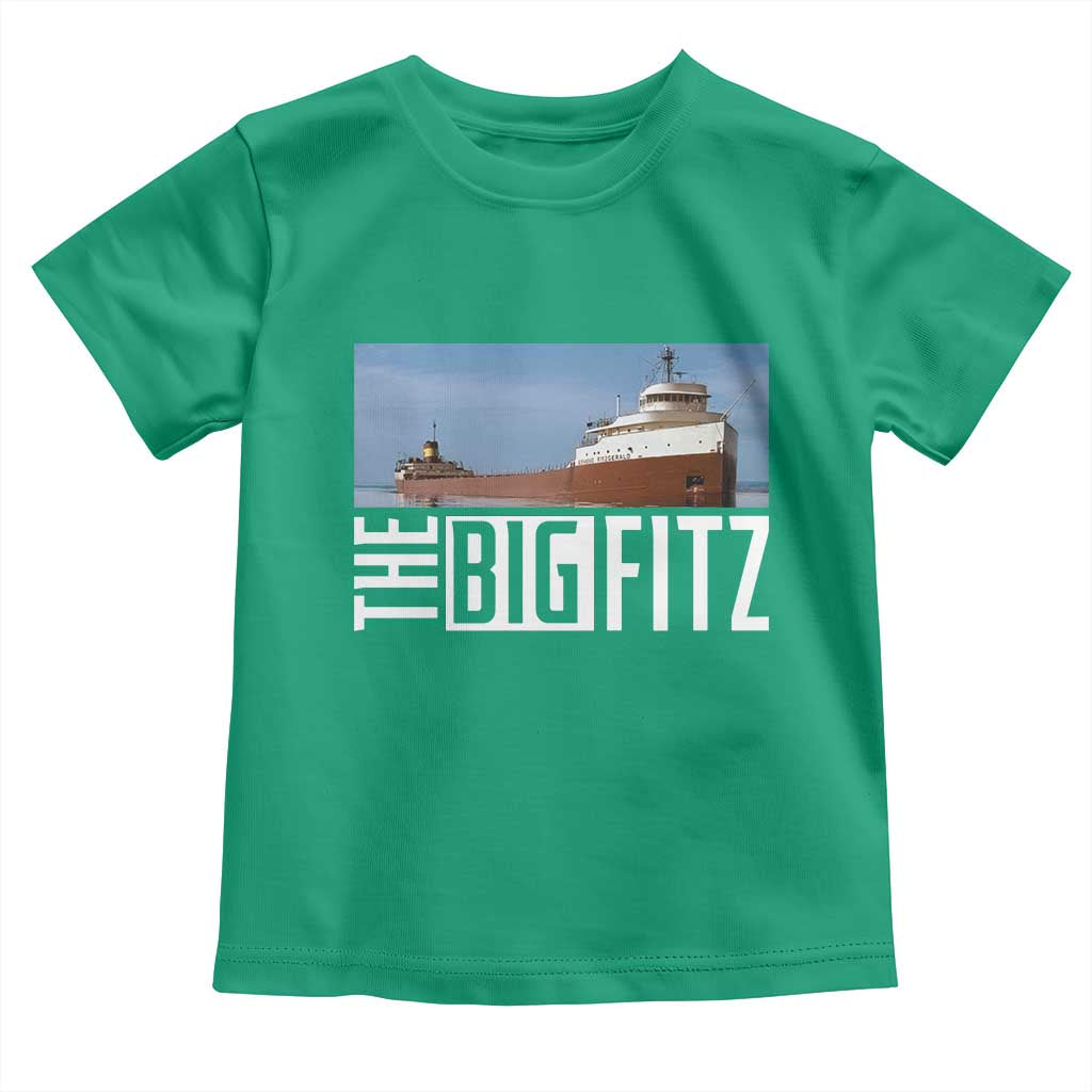 The Big Fitz Tribute Toddler T Shirt SS Edmund Fitzgerald Freighter Design for Great Lakes History TS02 Irish Green Print Your Wear