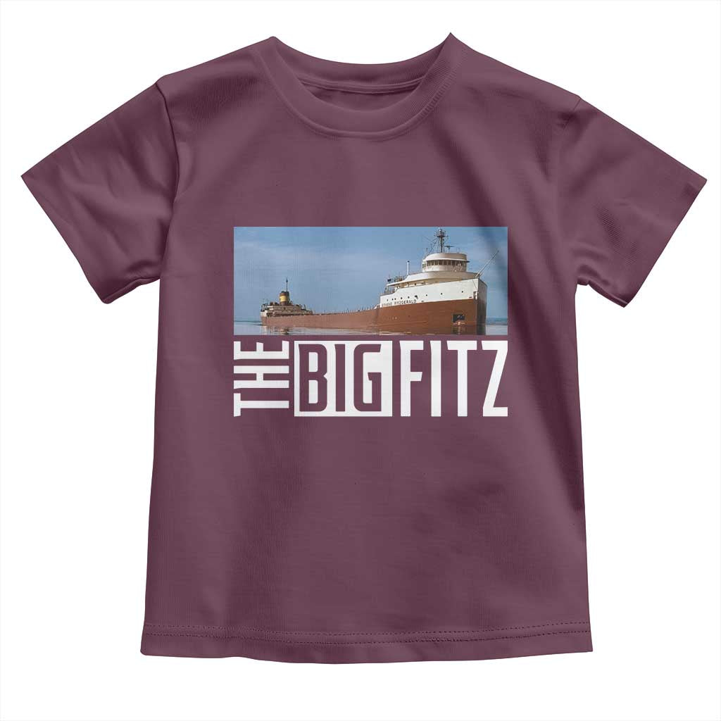 The Big Fitz Tribute Toddler T Shirt SS Edmund Fitzgerald Freighter Design for Great Lakes History TS02 Maroon Print Your Wear