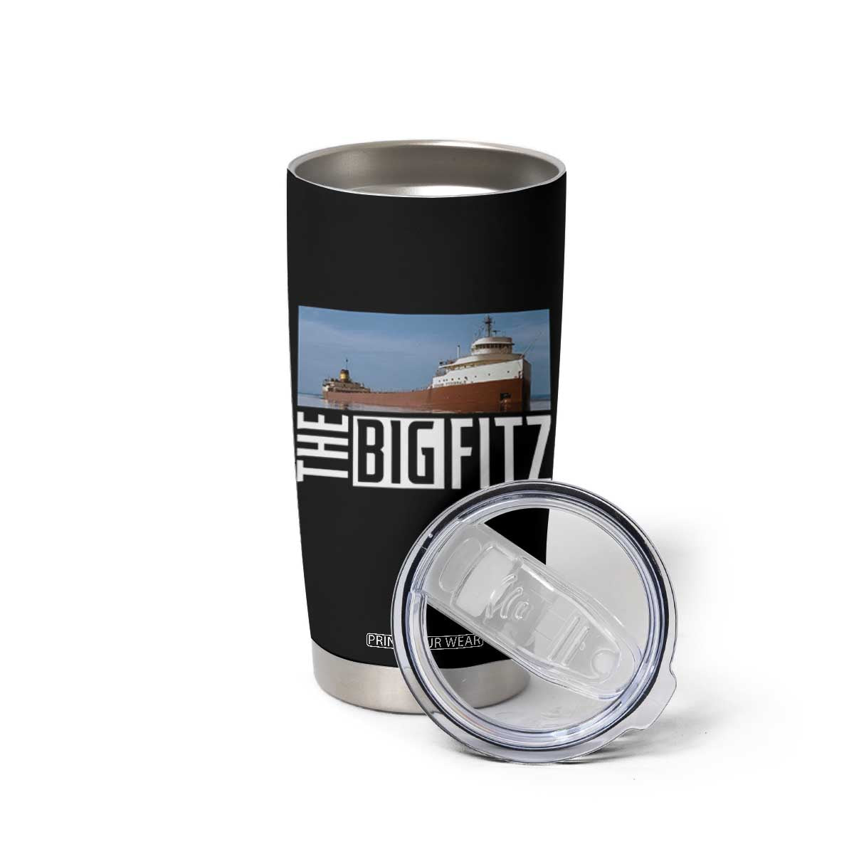 The Big Fitz Tribute Tumbler Cup SS Edmund Fitzgerald Freighter Design for Great Lakes History TS02 Print Your Wear