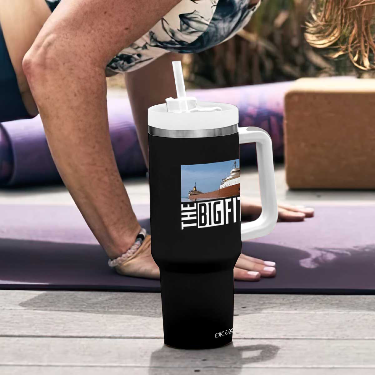 The Big Fitz Tribute Tumbler With Handle SS Edmund Fitzgerald Freighter Design for Great Lakes History TS02 Print Your Wear