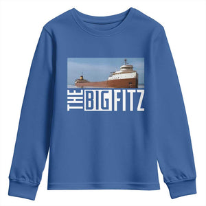 The Big Fitz Tribute Youth Sweatshirt SS Edmund Fitzgerald Freighter Design for Great Lakes History TS02 Royal Blue Print Your Wear
