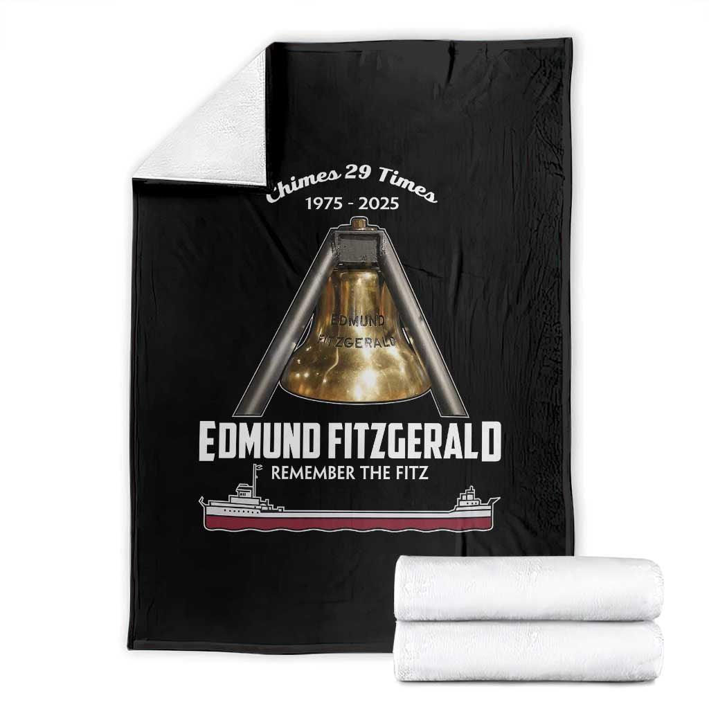 Edmund Fitzgerald 50th Anniversary Tribute Throw Blanket Chimes 29 Times 1975 2025 Memorial TS02 Black Print Your Wear