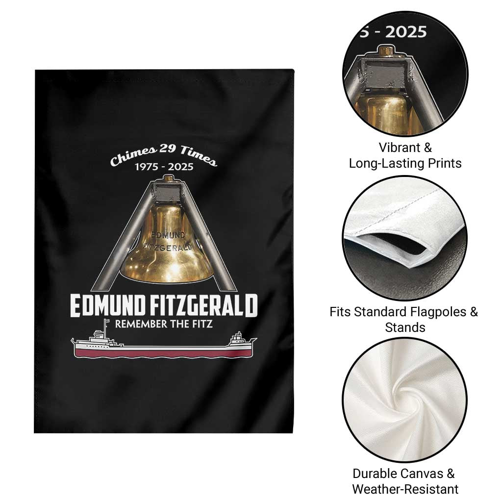 Edmund Fitzgerald 50th Anniversary Tribute Garden Flag Chimes 29 Times 1975 2025 Memorial TS02 Print Your Wear