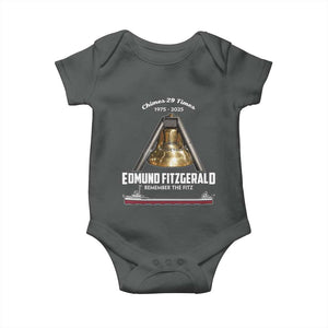 Edmund Fitzgerald 50th Anniversary Tribute Baby Onesie Chimes 29 Times 1975 2025 Memorial TS02 Dark Heather Print Your Wear