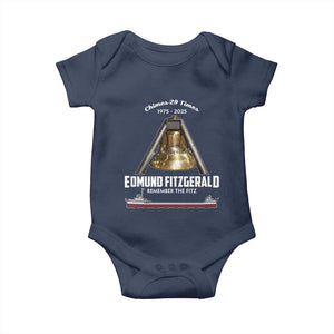 Edmund Fitzgerald 50th Anniversary Tribute Baby Onesie Chimes 29 Times 1975 2025 Memorial TS02 Navy Print Your Wear