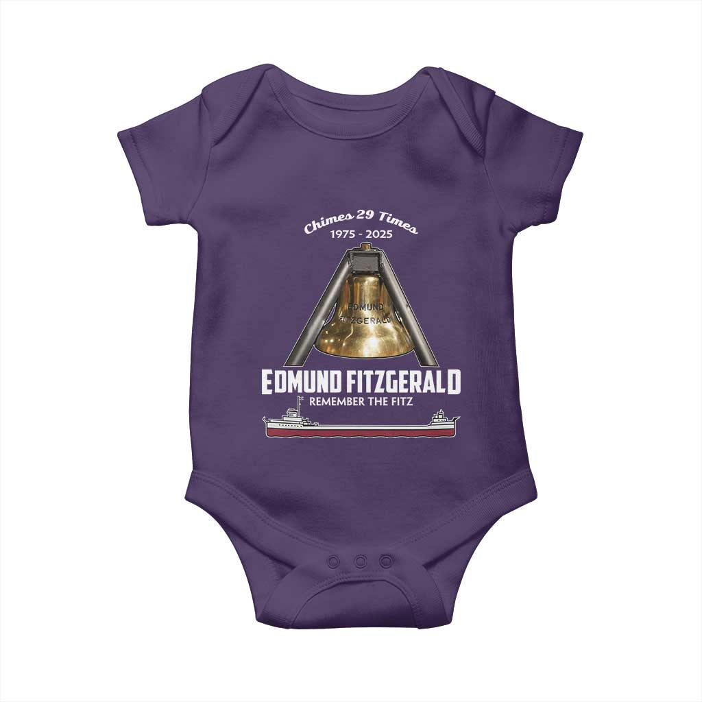 Edmund Fitzgerald 50th Anniversary Tribute Baby Onesie Chimes 29 Times 1975 2025 Memorial TS02 Purple Print Your Wear