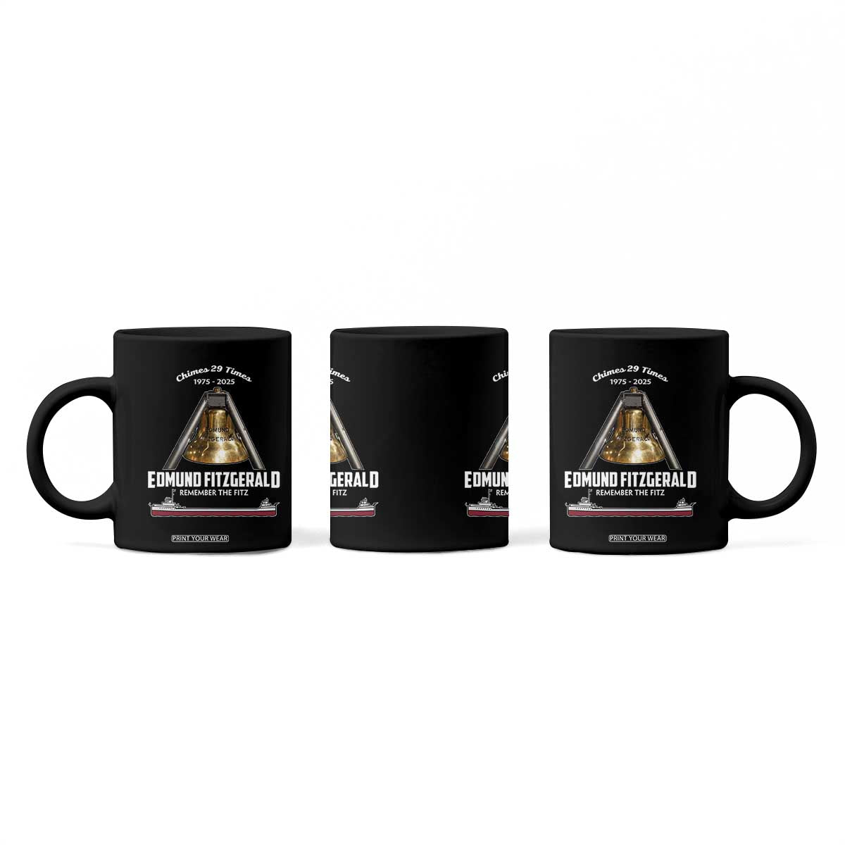 Edmund Fitzgerald 50th Anniversary Tribute Coffee Mug Chimes 29 Times 1975 2025 Memorial TS02 Print Your Wear