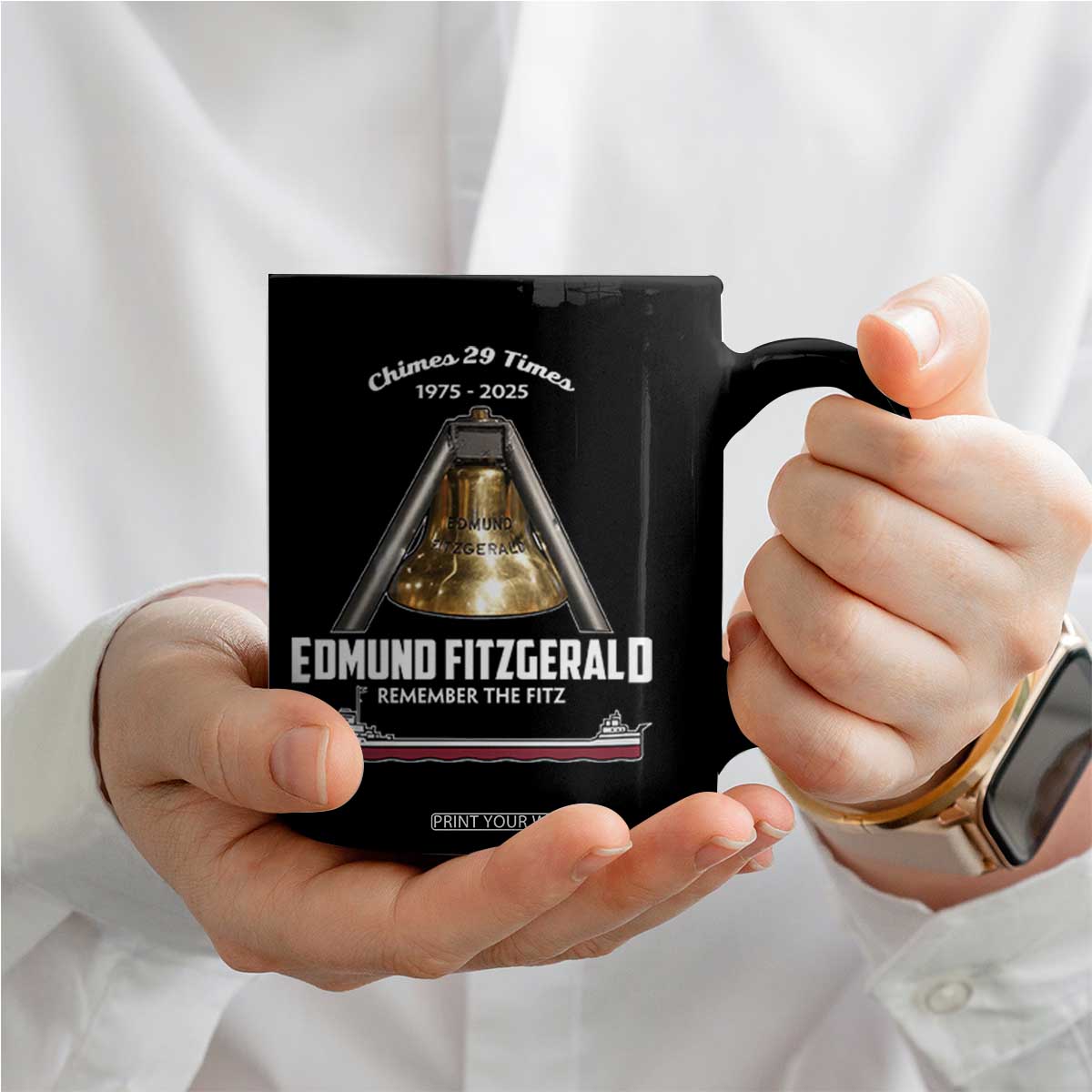 Edmund Fitzgerald 50th Anniversary Tribute Coffee Mug Chimes 29 Times 1975 2025 Memorial TS02 Print Your Wear