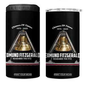 Edmund Fitzgerald 50th Anniversary Tribute 4 in 1 Can Cooler Tumbler Chimes 29 Times 1975 2025 Memorial TS02 One Size: 16 oz Black Print Your Wear