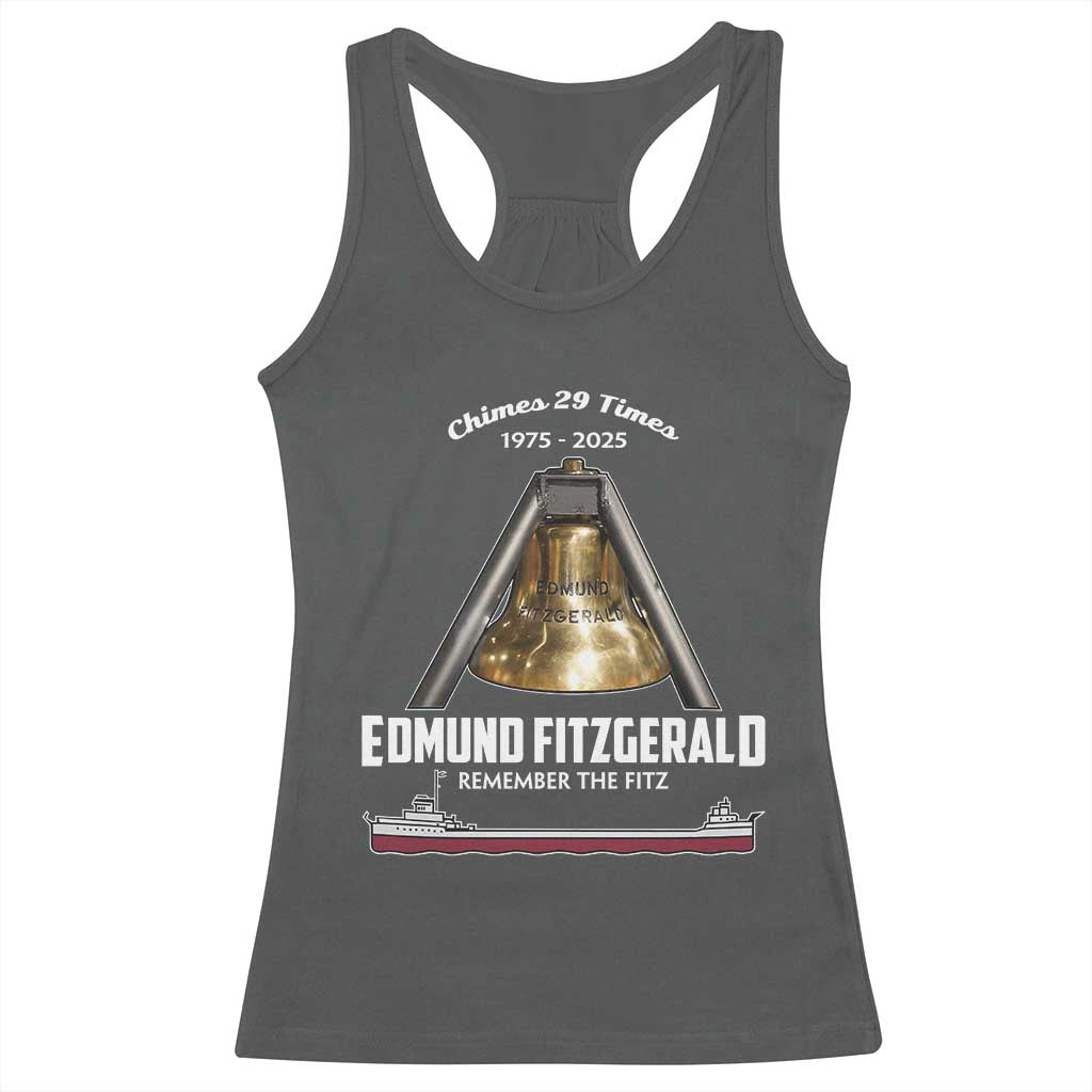 Edmund Fitzgerald 50th Anniversary Tribute Racerback Tank Top Chimes 29 Times 1975 2025 Memorial TS02 Dark Heather Print Your Wear