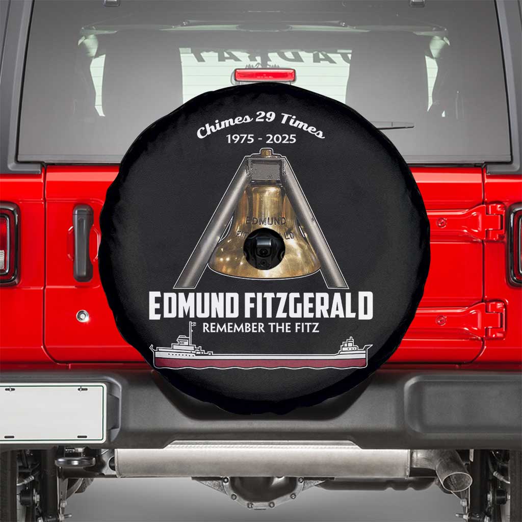 Edmund Fitzgerald 50th Anniversary Tribute Spare Tire Cover Chimes 29 Times 1975 2025 Memorial TS02 Black Print Your Wear