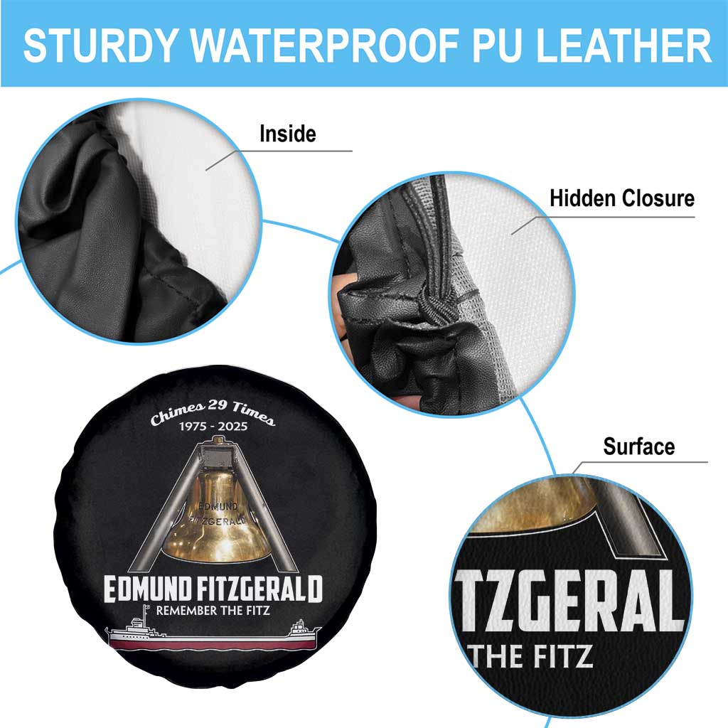 Edmund Fitzgerald 50th Anniversary Tribute Spare Tire Cover Chimes 29 Times 1975 2025 Memorial TS02 Print Your Wear