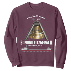 Edmund Fitzgerald 50th Anniversary Tribute Sweatshirt Chimes 29 Times 1975 2025 Memorial TS02 Maroon Print Your Wear