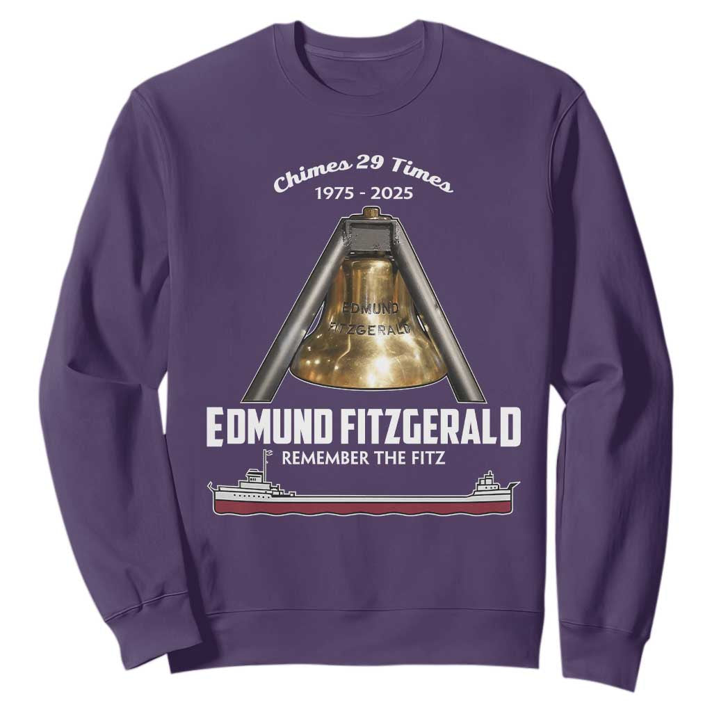 Edmund Fitzgerald 50th Anniversary Tribute Sweatshirt Chimes 29 Times 1975 2025 Memorial TS02 Purple Print Your Wear
