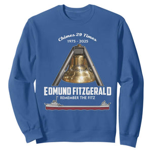 Edmund Fitzgerald 50th Anniversary Tribute Sweatshirt Chimes 29 Times 1975 2025 Memorial TS02 Royal Blue Print Your Wear