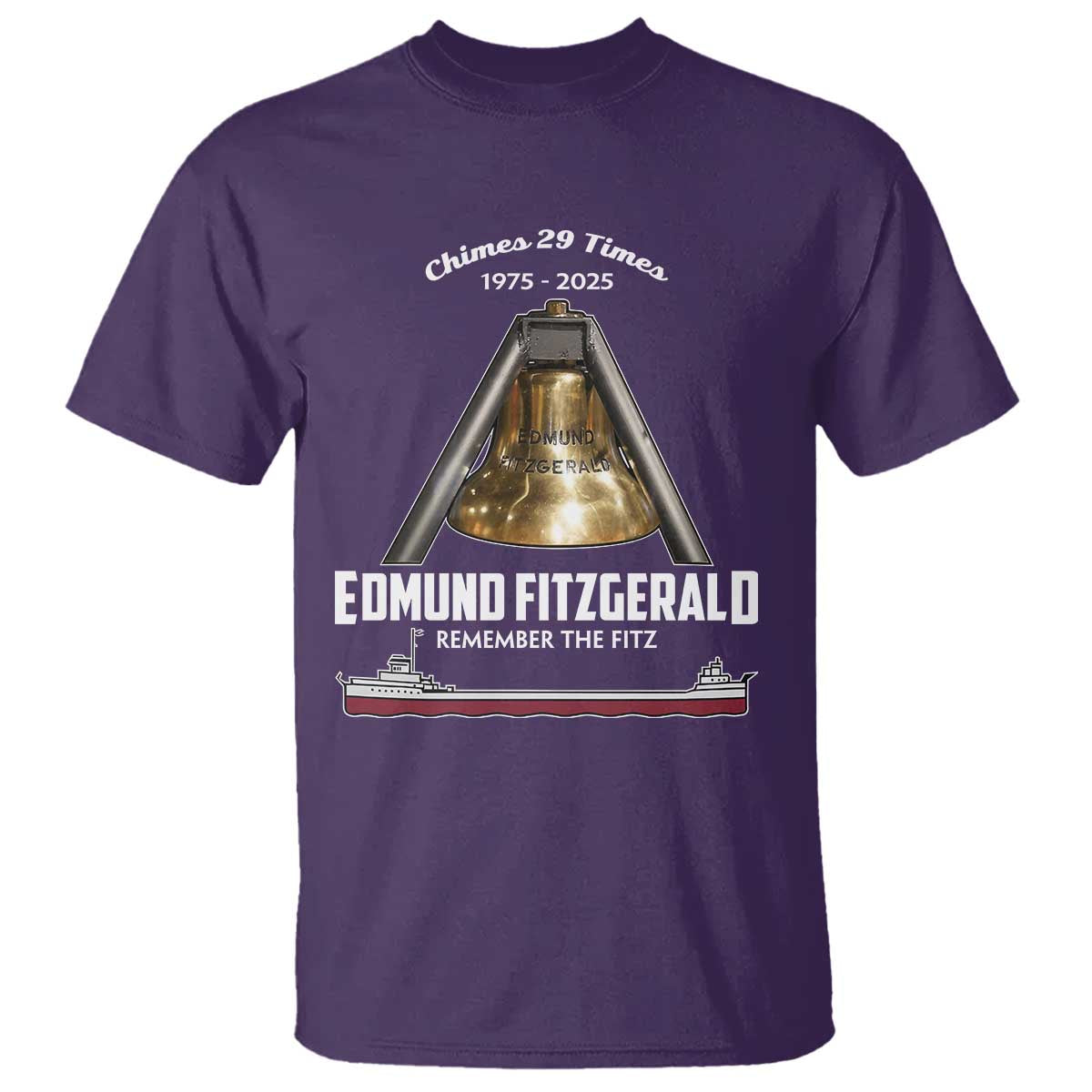 Edmund Fitzgerald 50th Anniversary Tribute T Shirt Chimes 29 Times 1975 2025 Memorial TS02 Purple Print Your Wear
