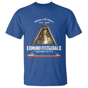 Edmund Fitzgerald 50th Anniversary Tribute T Shirt Chimes 29 Times 1975 2025 Memorial TS02 Royal Blue Print Your Wear