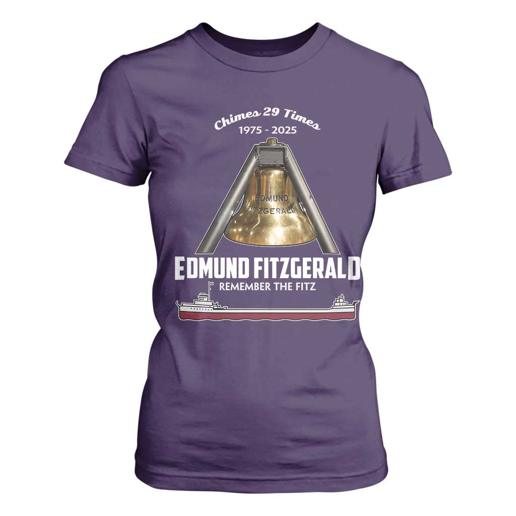 Edmund Fitzgerald 50th Anniversary Tribute T Shirt For Women Chimes 29 Times 1975 2025 Memorial TS02 Purple Print Your Wear