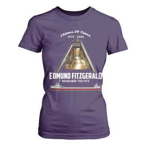 Edmund Fitzgerald 50th Anniversary Tribute T Shirt For Women Chimes 29 Times 1975 2025 Memorial TS02 Purple Print Your Wear