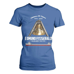 Edmund Fitzgerald 50th Anniversary Tribute T Shirt For Women Chimes 29 Times 1975 2025 Memorial TS02 Royal Blue Print Your Wear