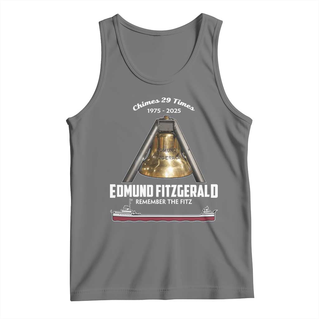 Edmund Fitzgerald 50th Anniversary Tribute Tank Top Chimes 29 Times 1975 2025 Memorial TS02 Black Heather Print Your Wear