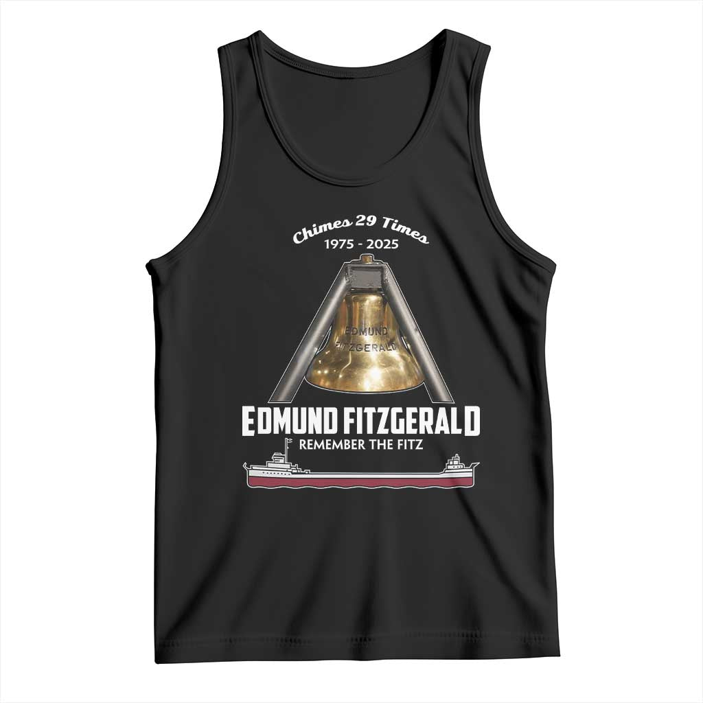 Edmund Fitzgerald 50th Anniversary Tribute Tank Top Chimes 29 Times 1975 2025 Memorial TS02 Black Print Your Wear