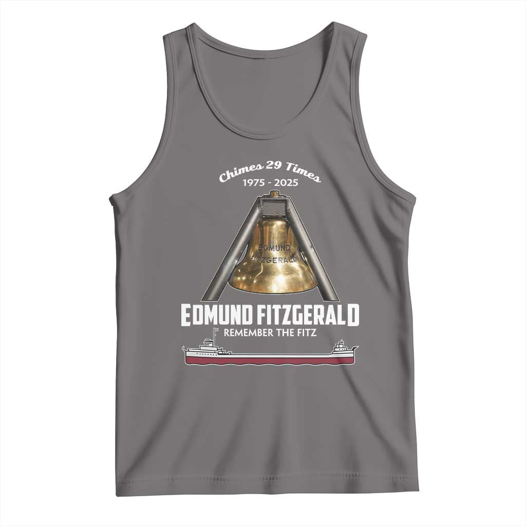 Edmund Fitzgerald 50th Anniversary Tribute Tank Top Chimes 29 Times 1975 2025 Memorial TS02 Deep Heather Print Your Wear
