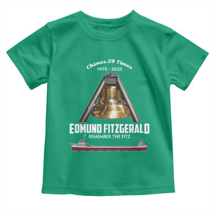 Edmund Fitzgerald 50th Anniversary Tribute Toddler T Shirt Chimes 29 Times 1975 2025 Memorial TS02 Irish Green Print Your Wear