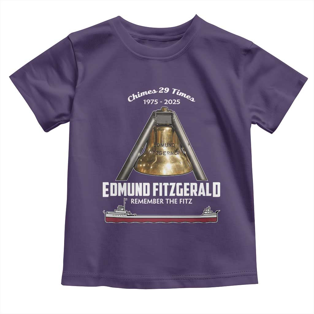 Edmund Fitzgerald 50th Anniversary Tribute Toddler T Shirt Chimes 29 Times 1975 2025 Memorial TS02 Purple Print Your Wear