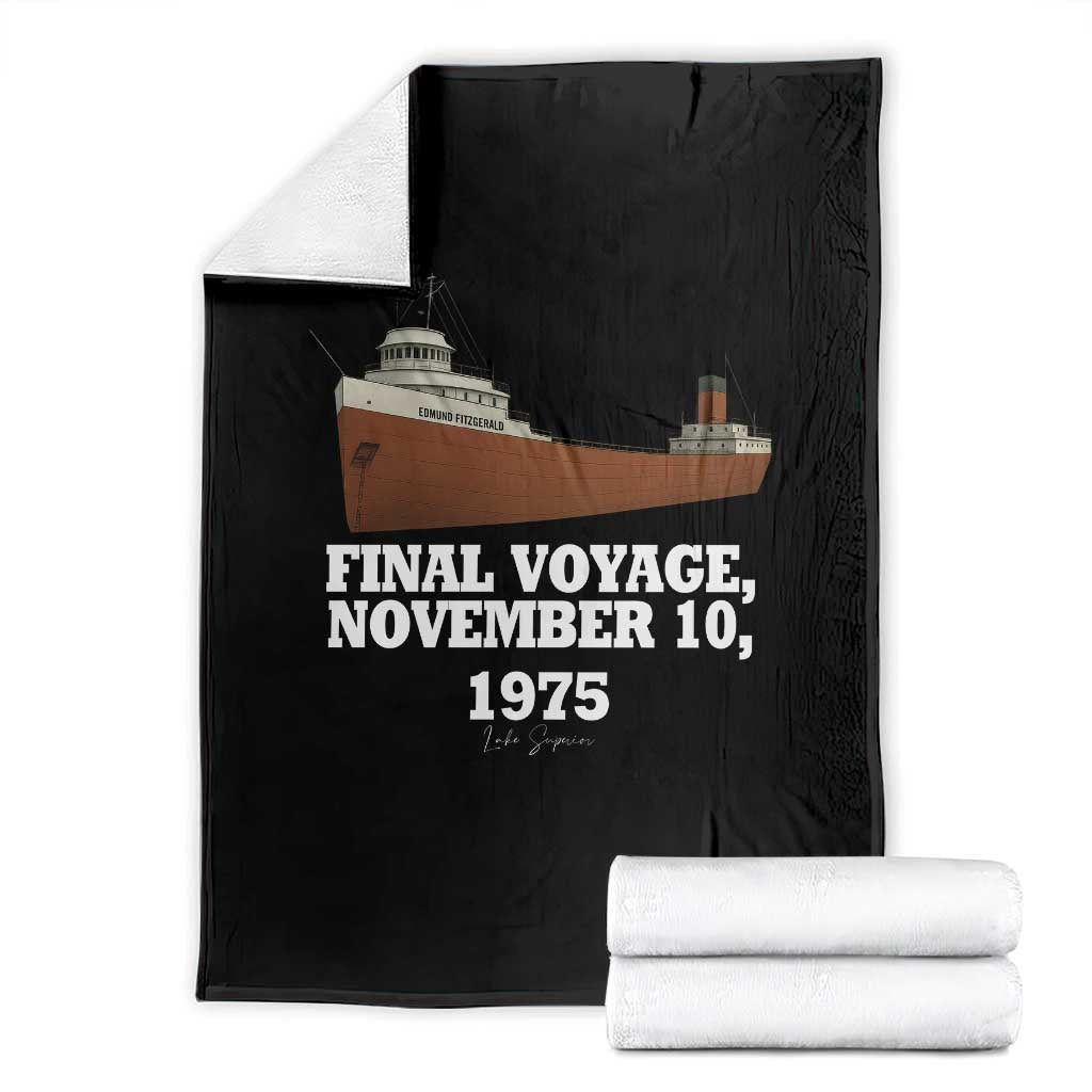 SS Edmund Fitzgerald Final Voyage Tribute Throw Blanket November 10 1975 Lake Superior Memorial TS02 Black Print Your Wear