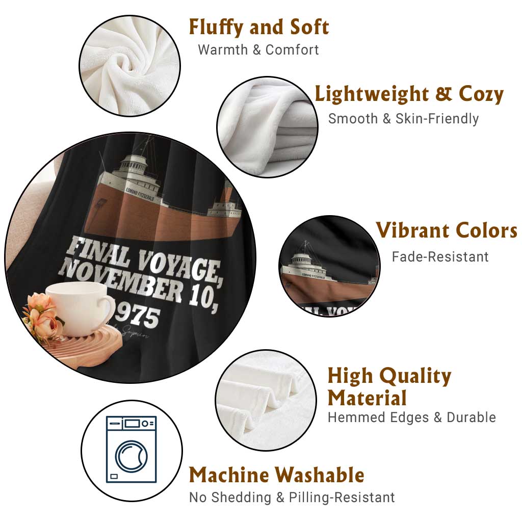 SS Edmund Fitzgerald Final Voyage Tribute Throw Blanket November 10 1975 Lake Superior Memorial TS02 Print Your Wear