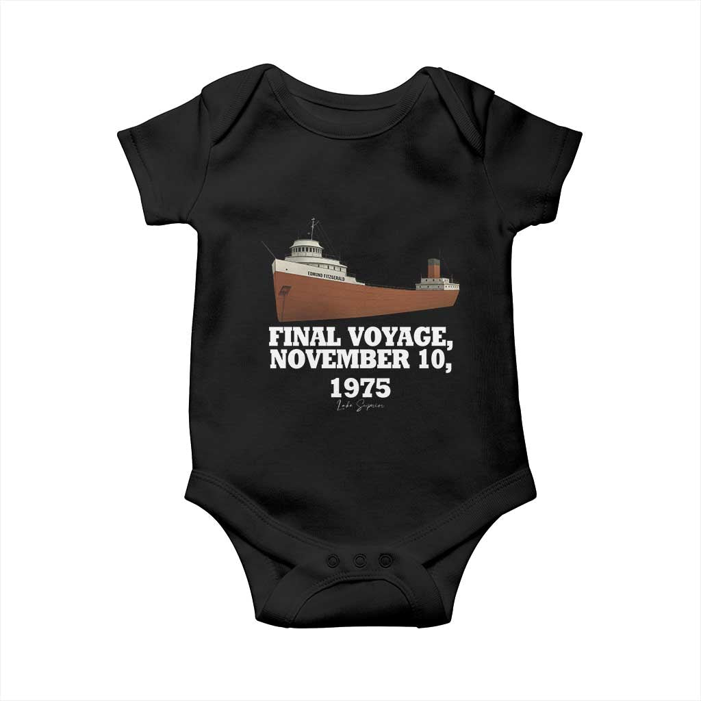 SS Edmund Fitzgerald Final Voyage Tribute Baby Onesie November 10 1975 Lake Superior Memorial TS02 Black Print Your Wear
