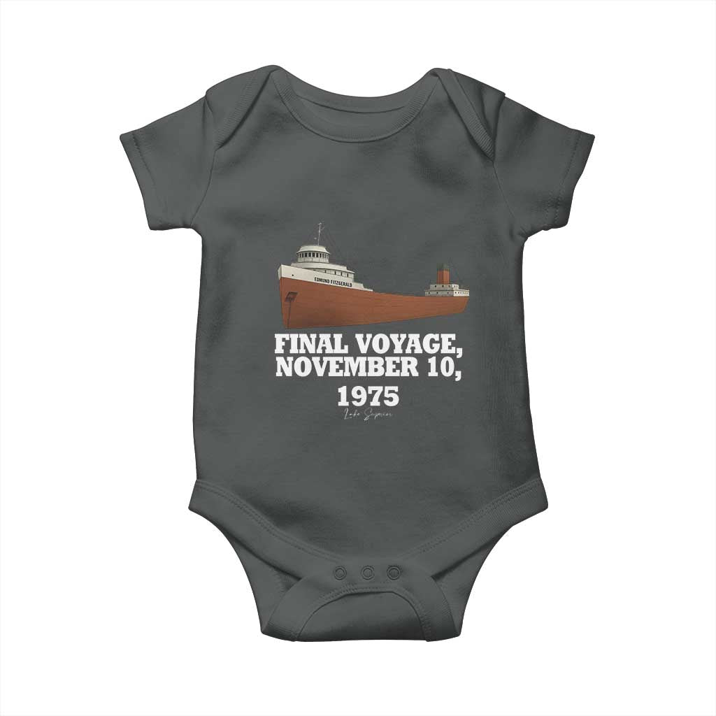 SS Edmund Fitzgerald Final Voyage Tribute Baby Onesie November 10 1975 Lake Superior Memorial TS02 Dark Heather Print Your Wear