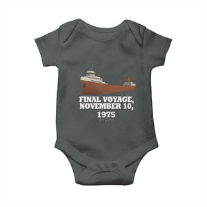 SS Edmund Fitzgerald Final Voyage Tribute Baby Onesie November 10 1975 Lake Superior Memorial TS02 Dark Heather Print Your Wear