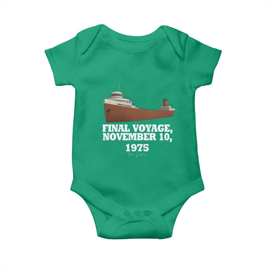 SS Edmund Fitzgerald Final Voyage Tribute Baby Onesie November 10 1975 Lake Superior Memorial TS02 Irish Green Print Your Wear
