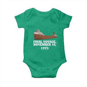 SS Edmund Fitzgerald Final Voyage Tribute Baby Onesie November 10 1975 Lake Superior Memorial TS02 Irish Green Print Your Wear