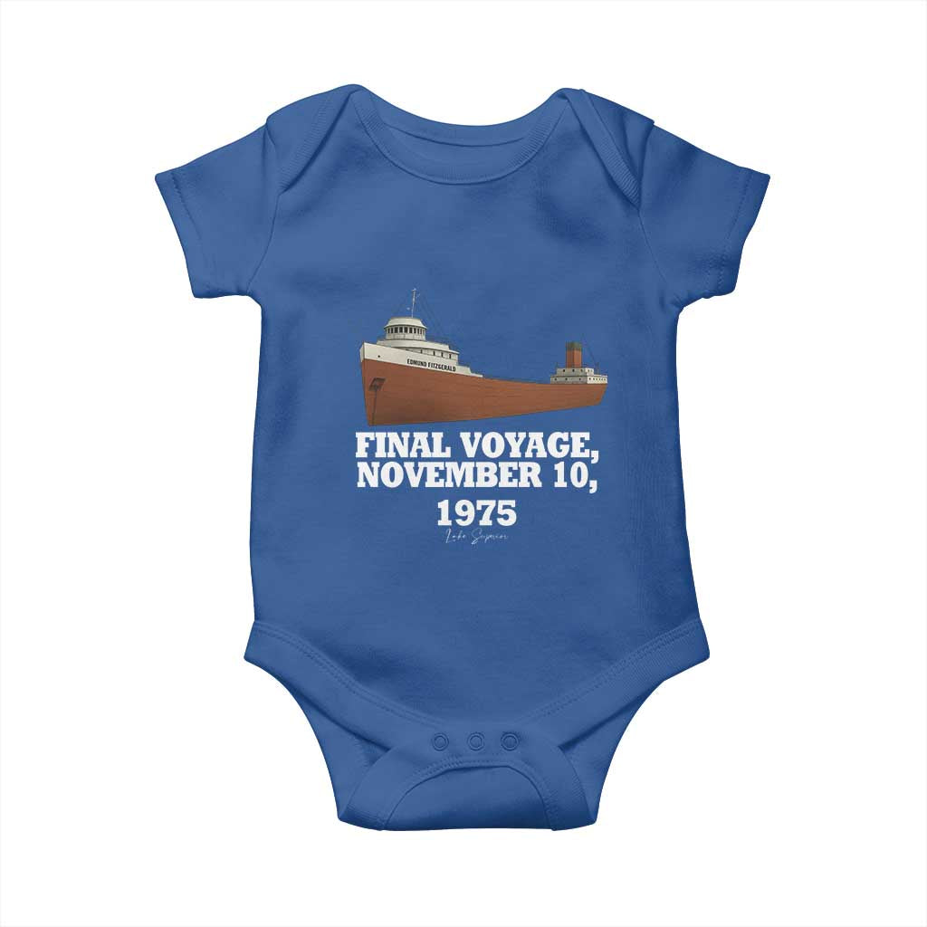 SS Edmund Fitzgerald Final Voyage Tribute Baby Onesie November 10 1975 Lake Superior Memorial TS02 Royal Blue Print Your Wear