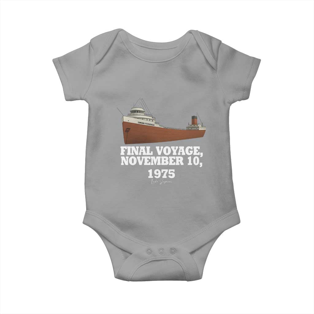 SS Edmund Fitzgerald Final Voyage Tribute Baby Onesie November 10 1975 Lake Superior Memorial TS02 Sport Gray Print Your Wear