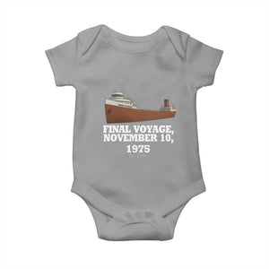 SS Edmund Fitzgerald Final Voyage Tribute Baby Onesie November 10 1975 Lake Superior Memorial TS02 Sport Gray Print Your Wear