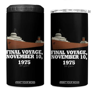 SS Edmund Fitzgerald Final Voyage Tribute 4 in 1 Can Cooler Tumbler November 10 1975 Lake Superior Memorial TS02 One Size: 16 oz Black Print Your Wear
