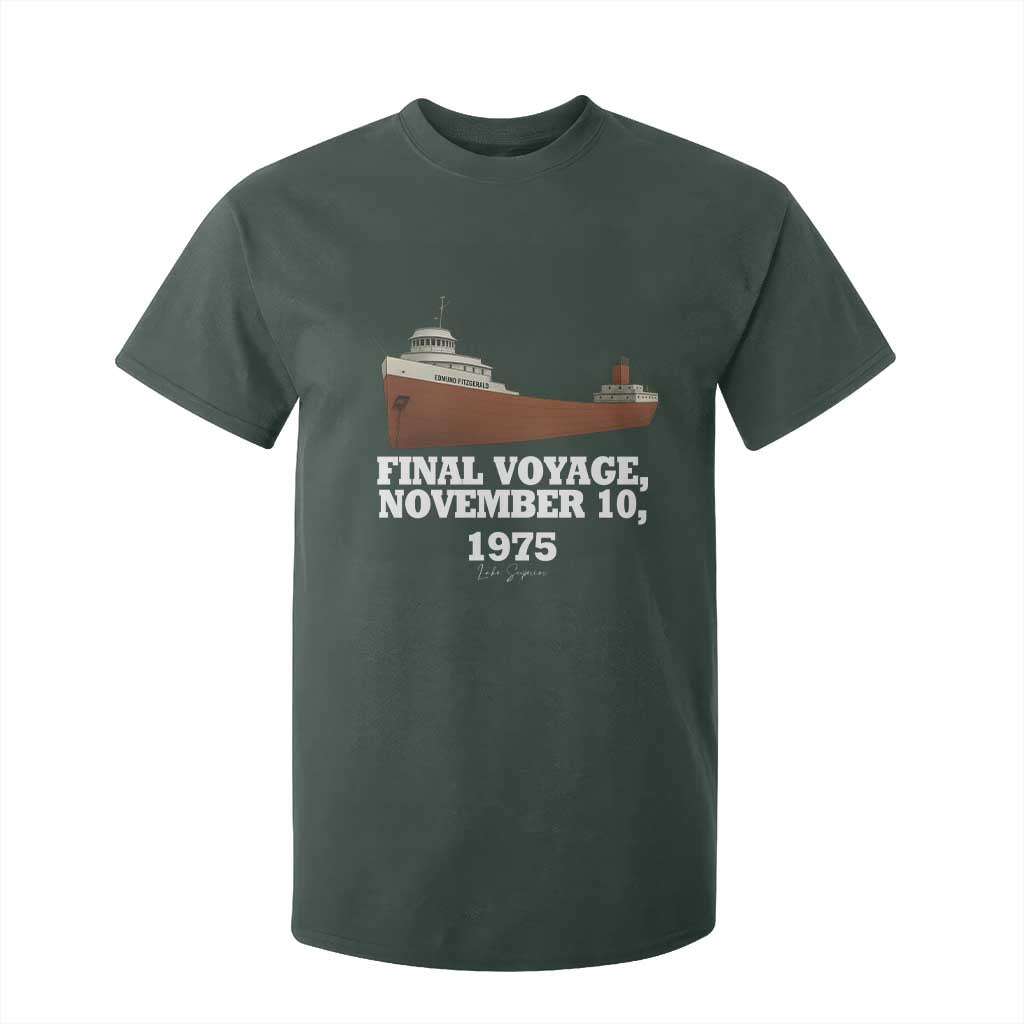SS Edmund Fitzgerald Final Voyage Tribute T Shirt For Kid November 10 1975 Lake Superior Memorial TS02 Dark Forest Green Print Your Wear