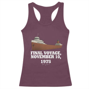 SS Edmund Fitzgerald Final Voyage Tribute Racerback Tank Top November 10 1975 Lake Superior Memorial TS02 Maroon Print Your Wear
