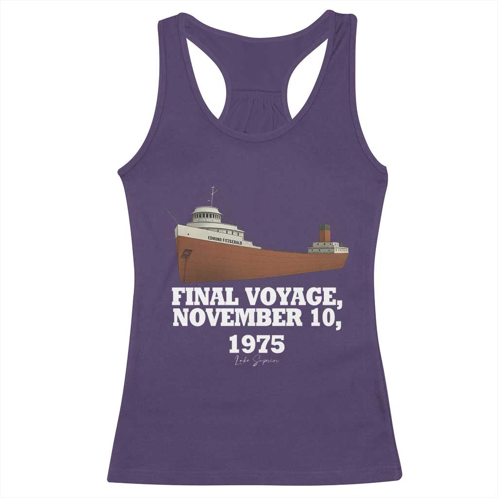 SS Edmund Fitzgerald Final Voyage Tribute Racerback Tank Top November 10 1975 Lake Superior Memorial TS02 Purple Print Your Wear