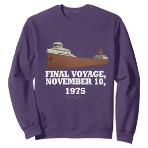 SS Edmund Fitzgerald Final Voyage Tribute Sweatshirt November 10 1975 Lake Superior Memorial TS02 Purple Print Your Wear