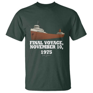 SS Edmund Fitzgerald Final Voyage Tribute T Shirt November 10 1975 Lake Superior Memorial TS02 Dark Forest Green Print Your Wear
